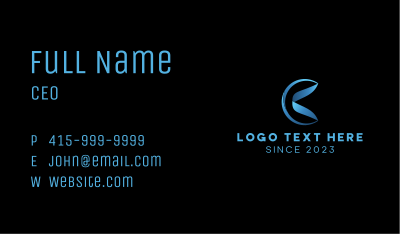 Blue Letter K Gradient  Business Card Image Preview