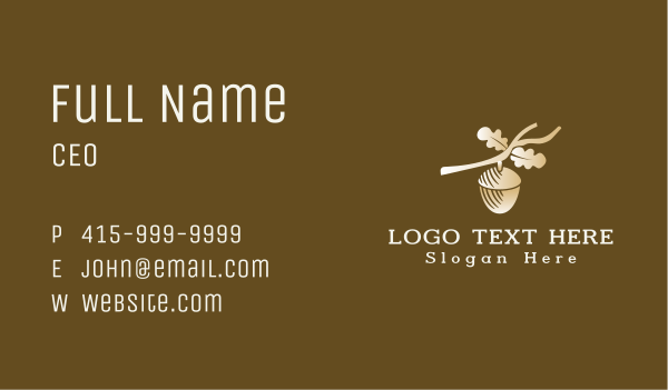Golden Acorn Branch Business Card Design Image Preview