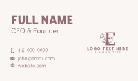 Floral Wellness Spa Letter E Business Card Image Preview