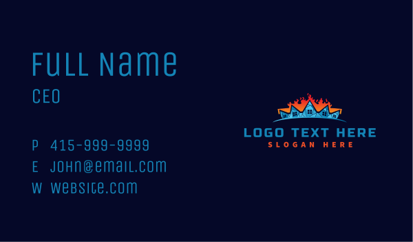 HVAC Heating Cooling Business Card Design Image Preview