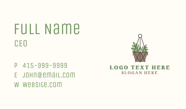 Macrame Plant Pot Business Card Design Image Preview