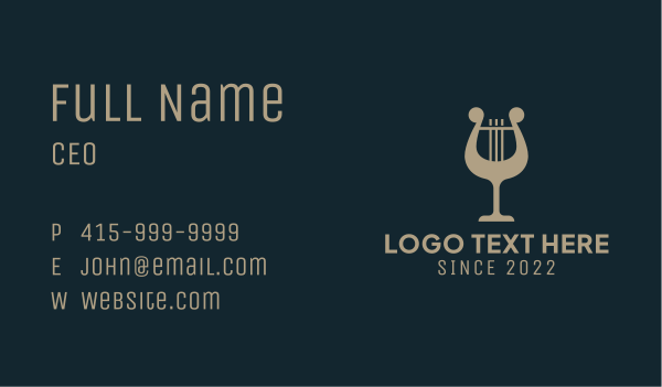 Wine Harp Music  Business Card Design Image Preview