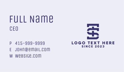 Blue T & S Monogram Business Card Image Preview