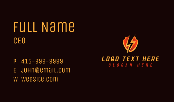 Lightning Bolt Shield Business Card Design Image Preview
