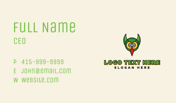 Green Owl Horns Business Card Design Image Preview
