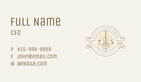 Elegant Musical Cello Business Card Design Image Preview
