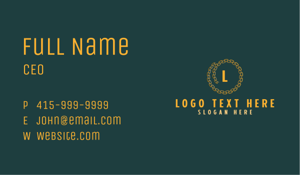 Gold Luxury Chain Letter Business Card Design Image Preview