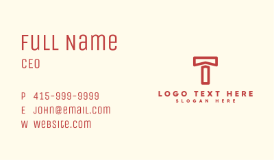 Red Letter T Business Card Image Preview