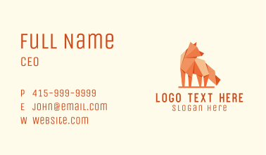 Fox Origami Paper Business Card
