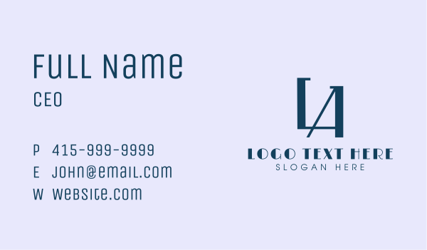 Minimalist Letter LA Business Business Card Design Image Preview