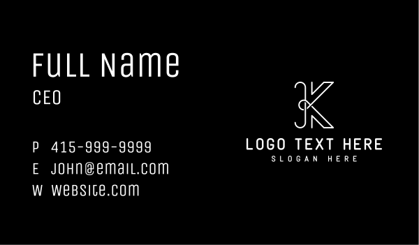 Minimalist Brand Monoline Letter K Business Card Design