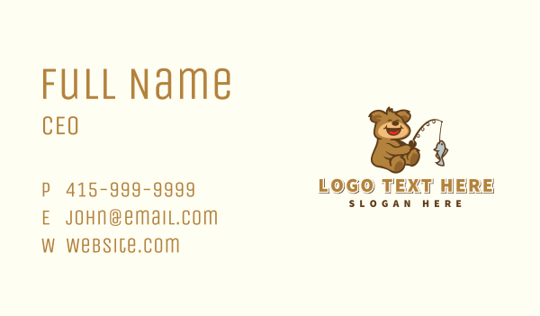 Cute Fishing Bear Business Card Design Image Preview