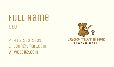 Cute Fishing Bear Business Card Image Preview