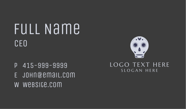 Gothic Sugar Skull Business Card Design Image Preview