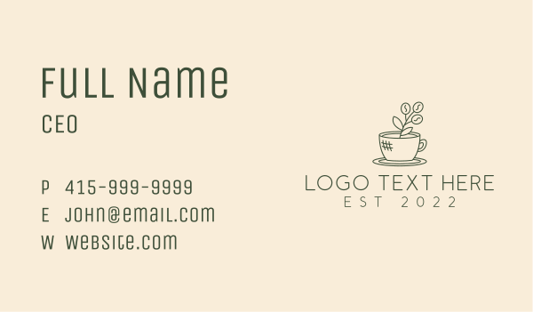 Organic Coffee Cup Cafe Business Card Design Image Preview