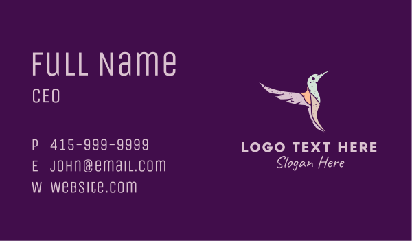 Multicolor Hummingbird Business Card Design Image Preview