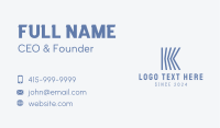 Blue Engineering Letter K Business Card Design