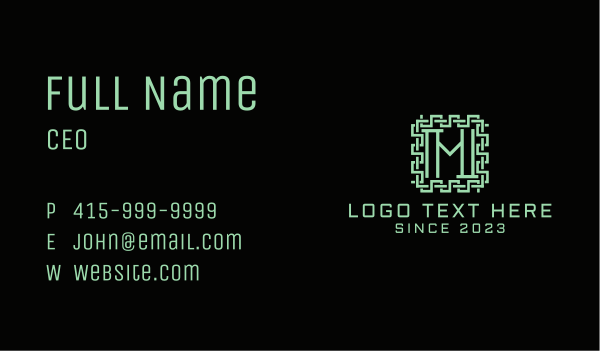Digital Maze Letter M  Business Card Design Image Preview
