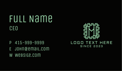 Digital Maze Letter M  Business Card Image Preview