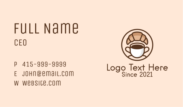 Croissant Coffee Cup Business Card Design Image Preview