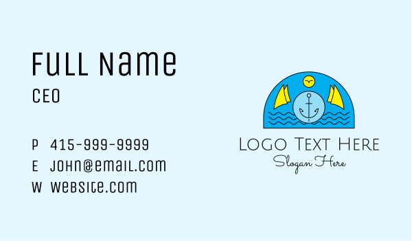 Anchor Ocean Wave Business Card Design Image Preview