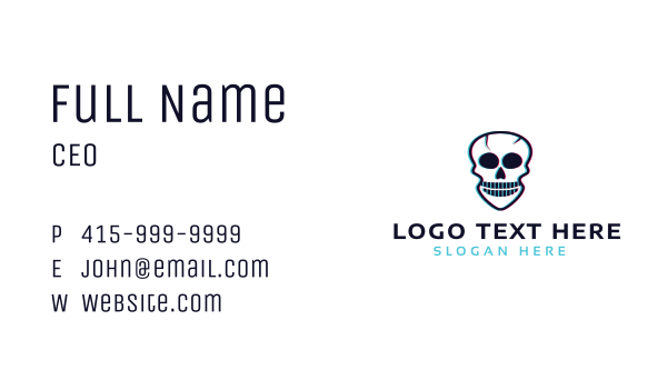 Skull Video Game Glitch Business Card Design Image Preview