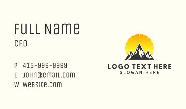 Sun Mountain Camping Business Card Design Image Preview