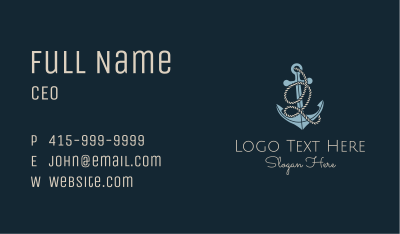 Anchor Rope Letter Q Business Card