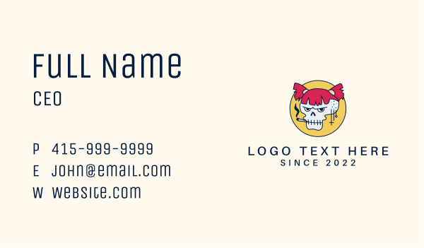 Smoking Skull Girl Business Card Design Image Preview