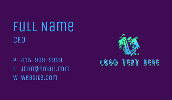 Neon Graffiti Art Letter V Business Card Design Image Preview