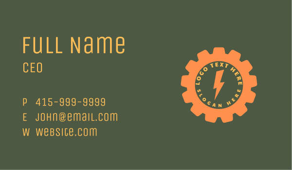 Orange Gear Lightning Business Card Design Image Preview
