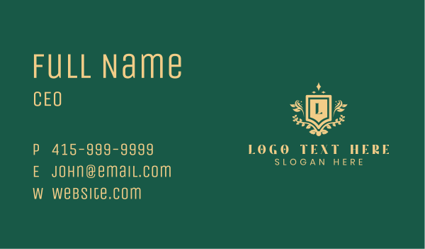 Leaf Vines Shield Lettermark Business Card Design Image Preview