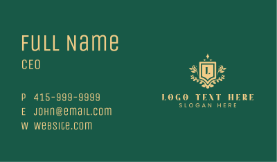 Leaf Vines Shield Lettermark Business Card Image Preview