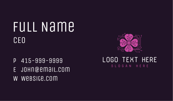 Flower Circuit Biotech Business Card Design Image Preview