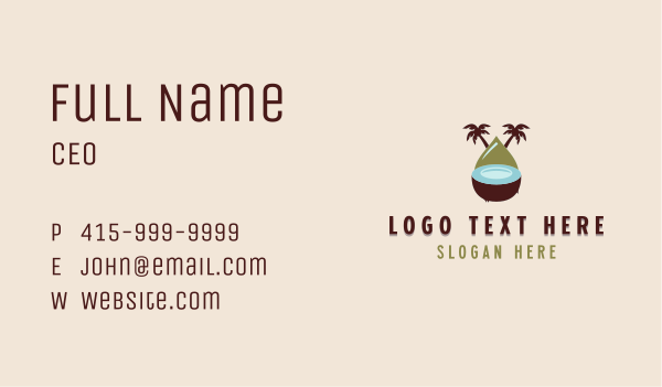 Tropical Organic Coconut  Business Card Design Image Preview