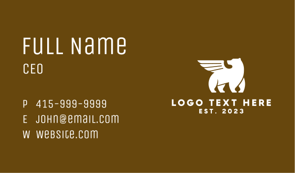 Wing White Bear Business Card Design Image Preview