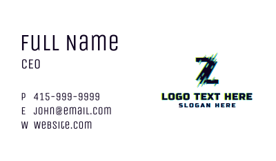 Modern Glitch Letter Z Business Card Image Preview