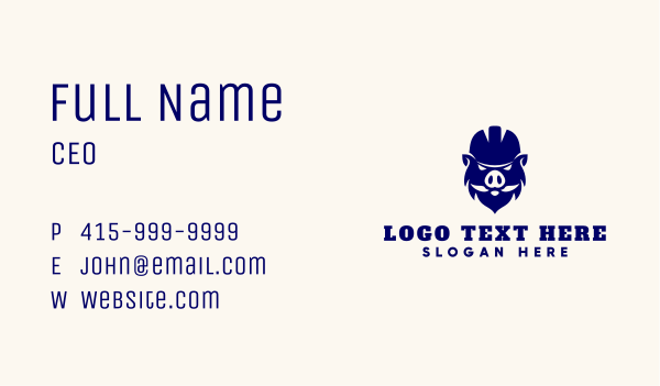 Hardhat Boar Mascot  Business Card Design Image Preview