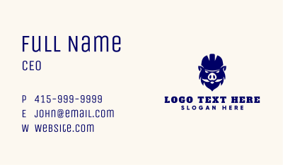 Hardhat Boar Mascot  Business Card Image Preview