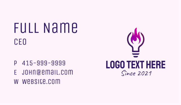 Purple Fire Light Bulb  Business Card Design Image Preview