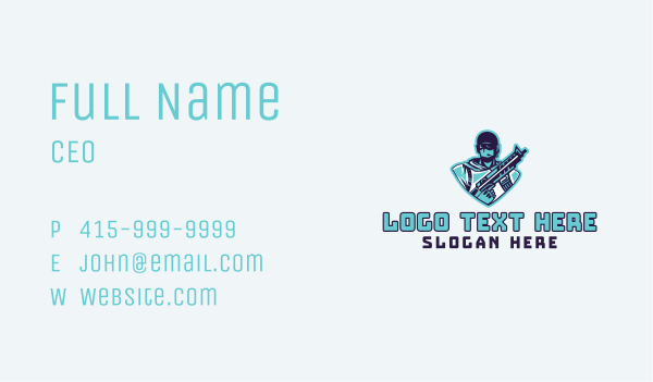Rifle Soldier Mascot Business Card Design Image Preview