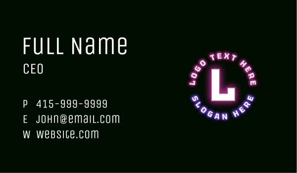 Cyber Neon Lettermark Business Card Design Image Preview