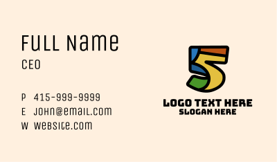 Colorful Number 5 Business Card