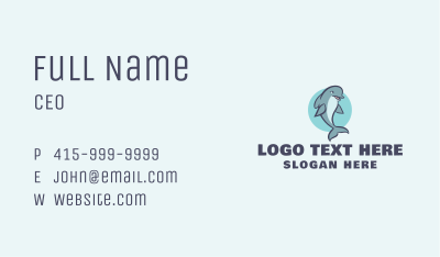 Cute Blue Dolphin Business Card Image Preview