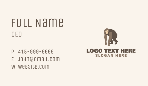 Brown Gibbon Cartoon Business Card Design Image Preview