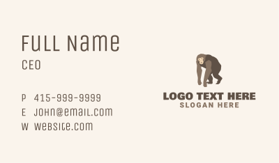 Brown Gibbon Cartoon Business Card Image Preview