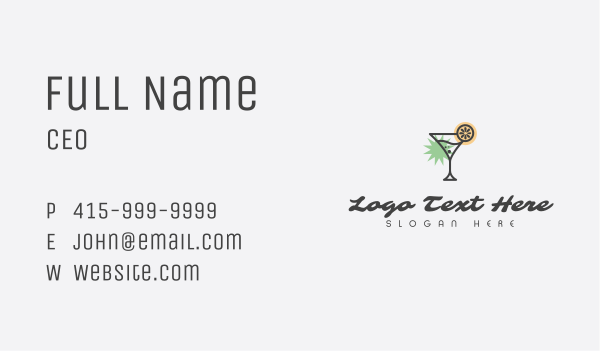 Tropical Cocktail Bar Business Card Design Image Preview