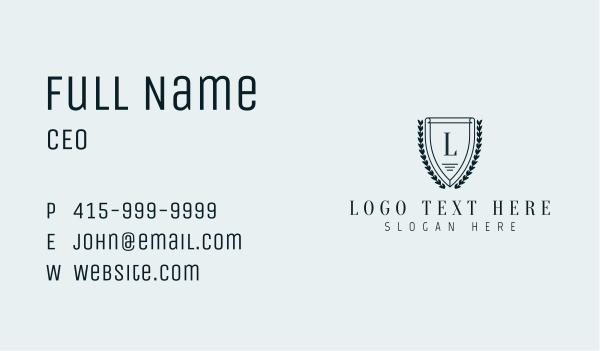 Shield Wreath Academy Lettermark Business Card Design Image Preview