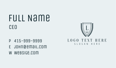 Shield Wreath Academy Lettermark Business Card Image Preview