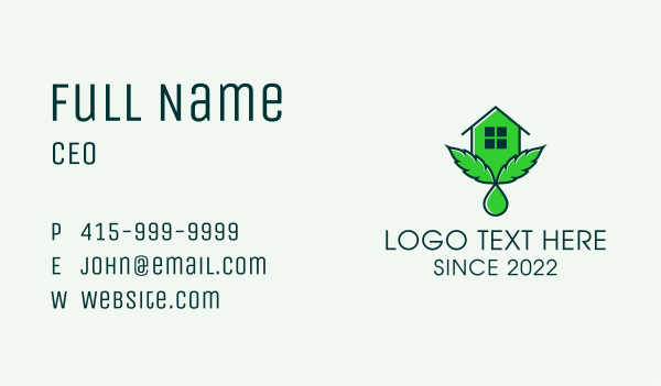 Cannabis House Droplet  Business Card Design Image Preview